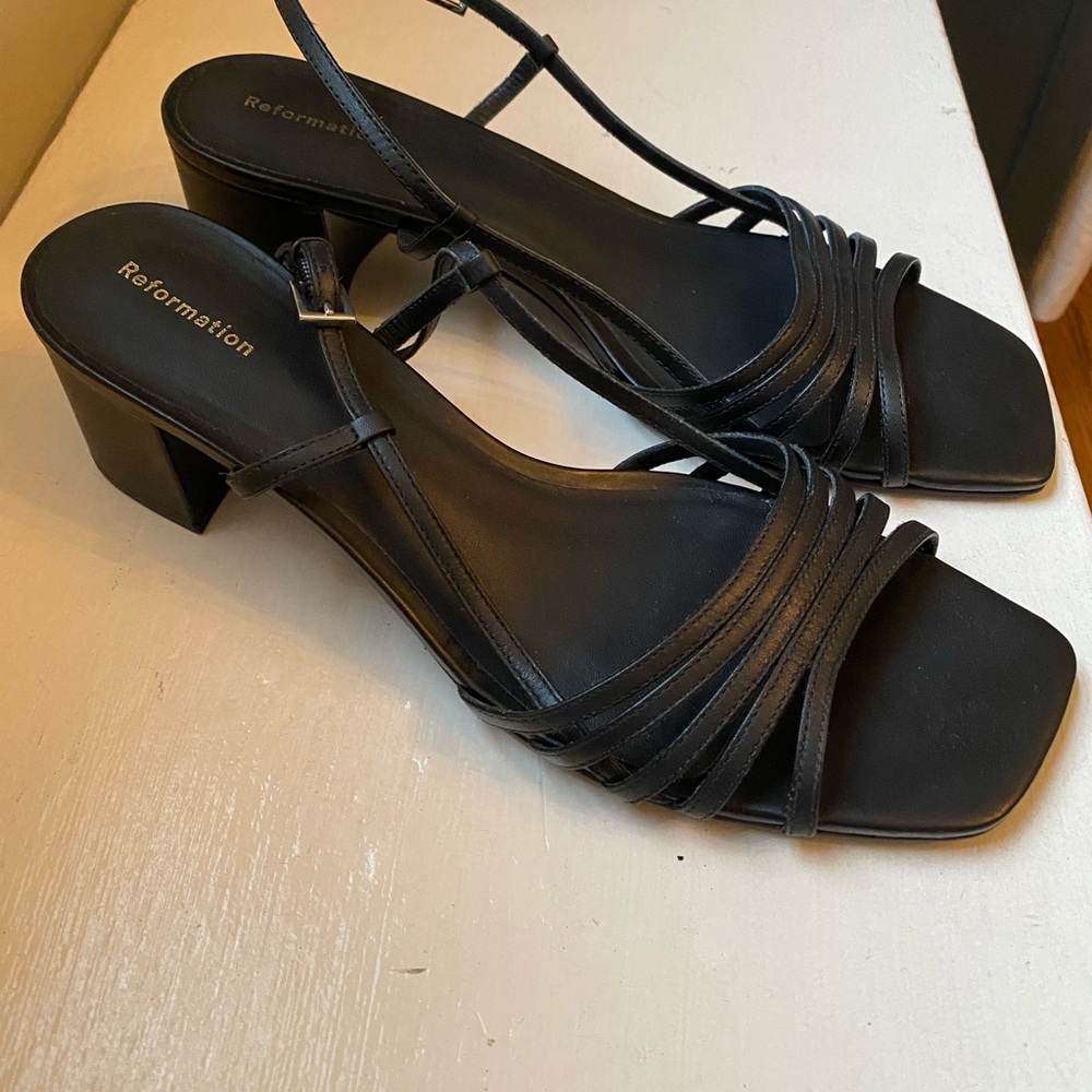 Reformation Black Slingback Strappy Sandals